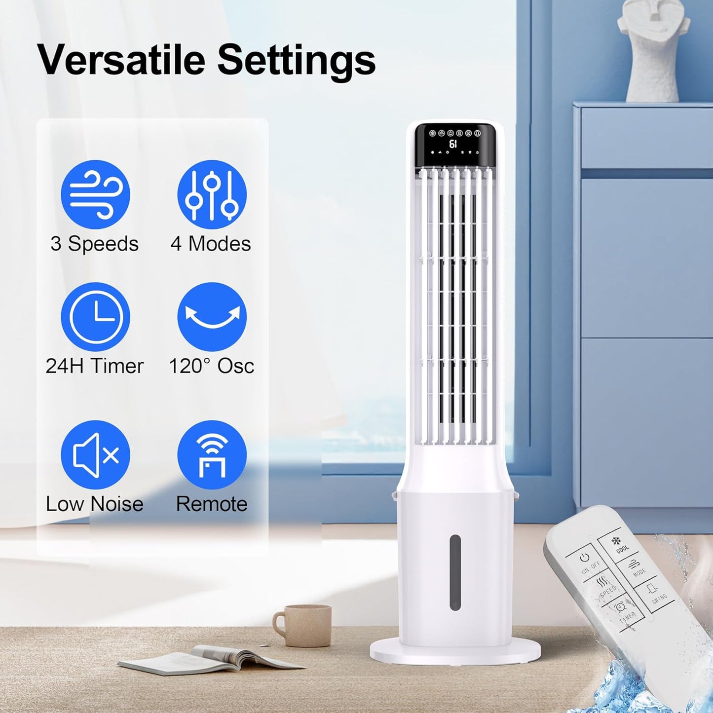 Windowless Portable Air Conditioner, 41" Evaporative Air Cooler - Image 3