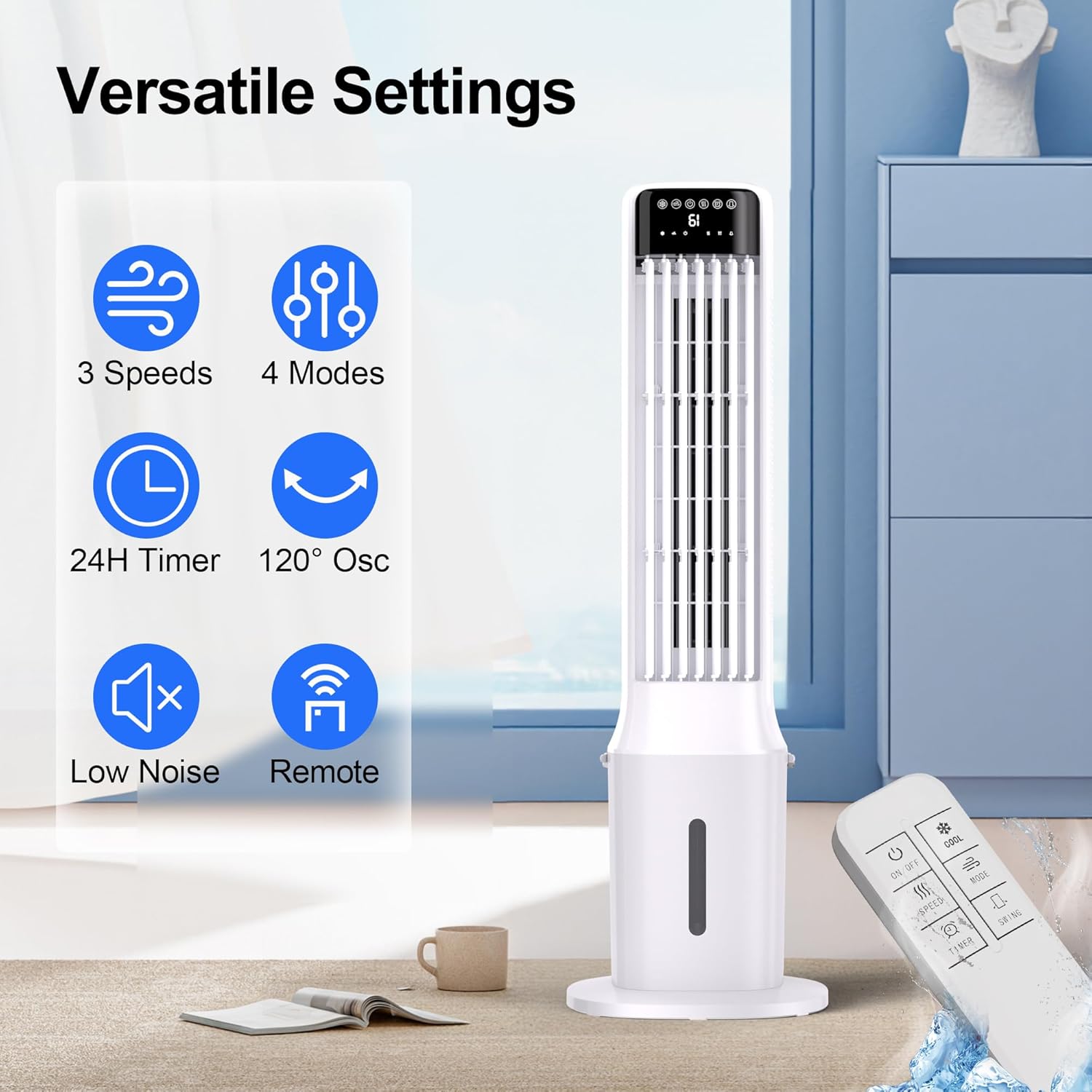 Windowless Portable Air Conditioner, 41" Evaporative Air Cooler - Image 3