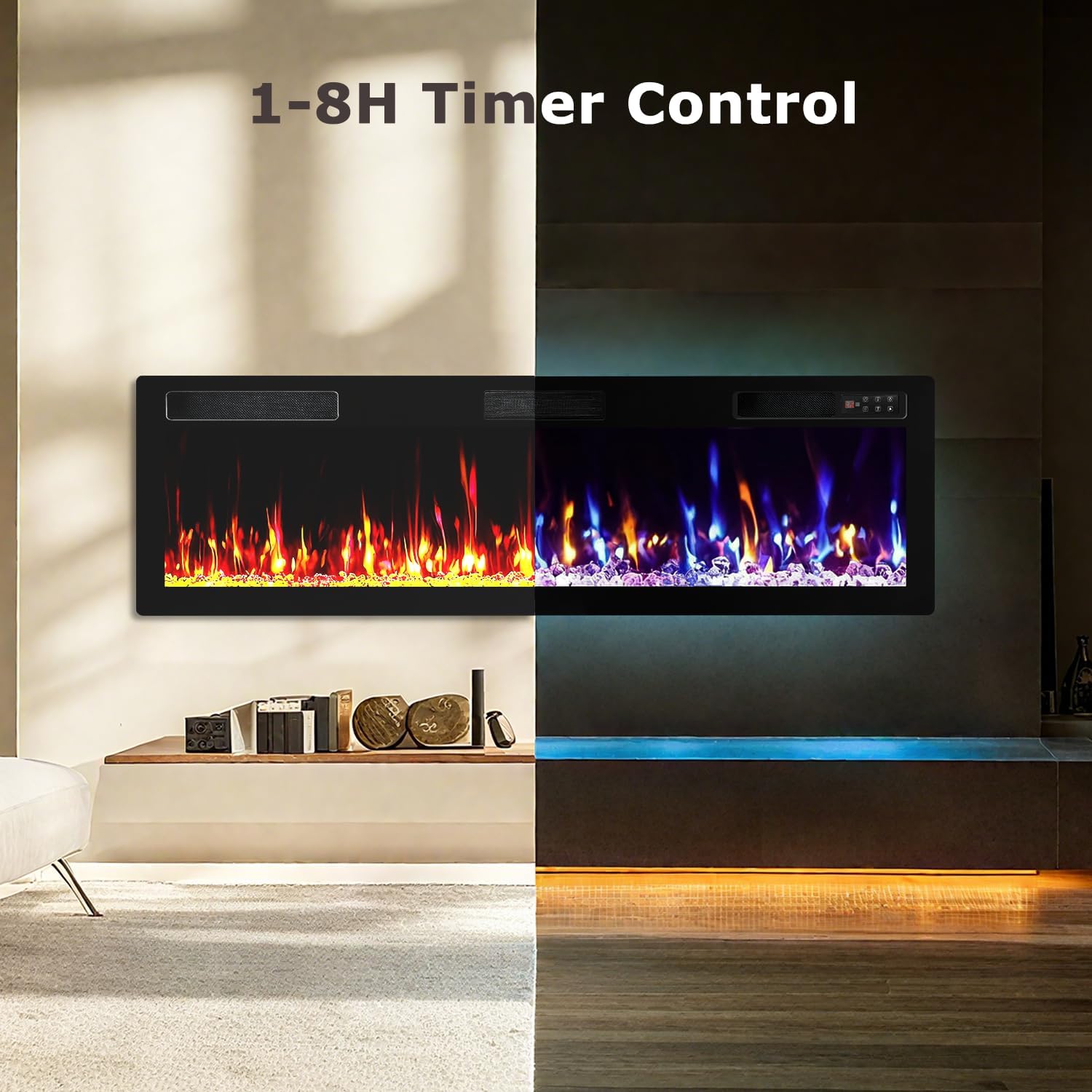 72" Electric Fireplace Narrow Frame & Wide Screen - Image 7