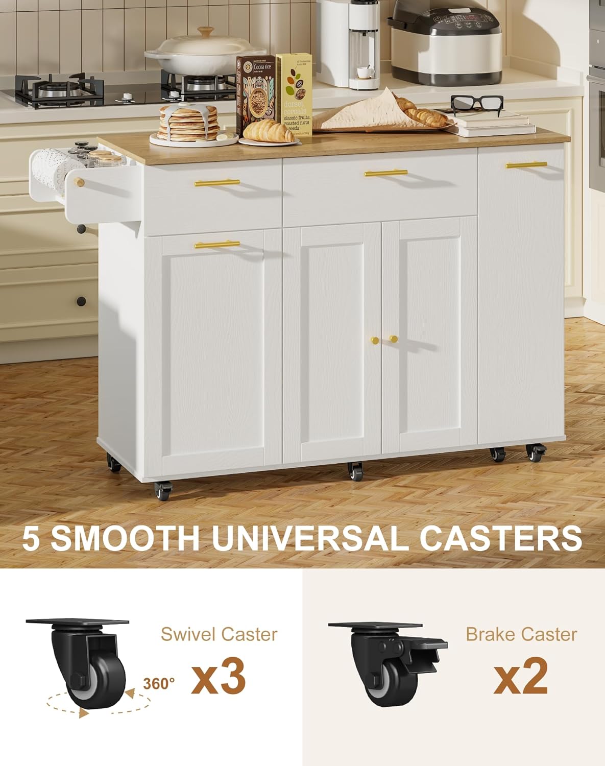 55" Kitchen Island with Storage - White - Image 6