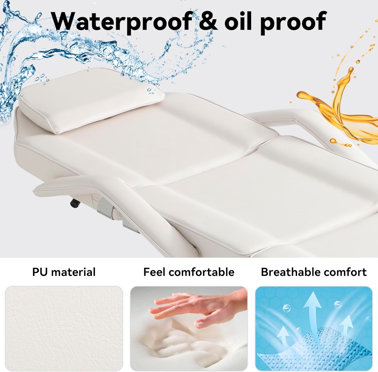 Tattoo Chair with Stool - WHITE - Image 4