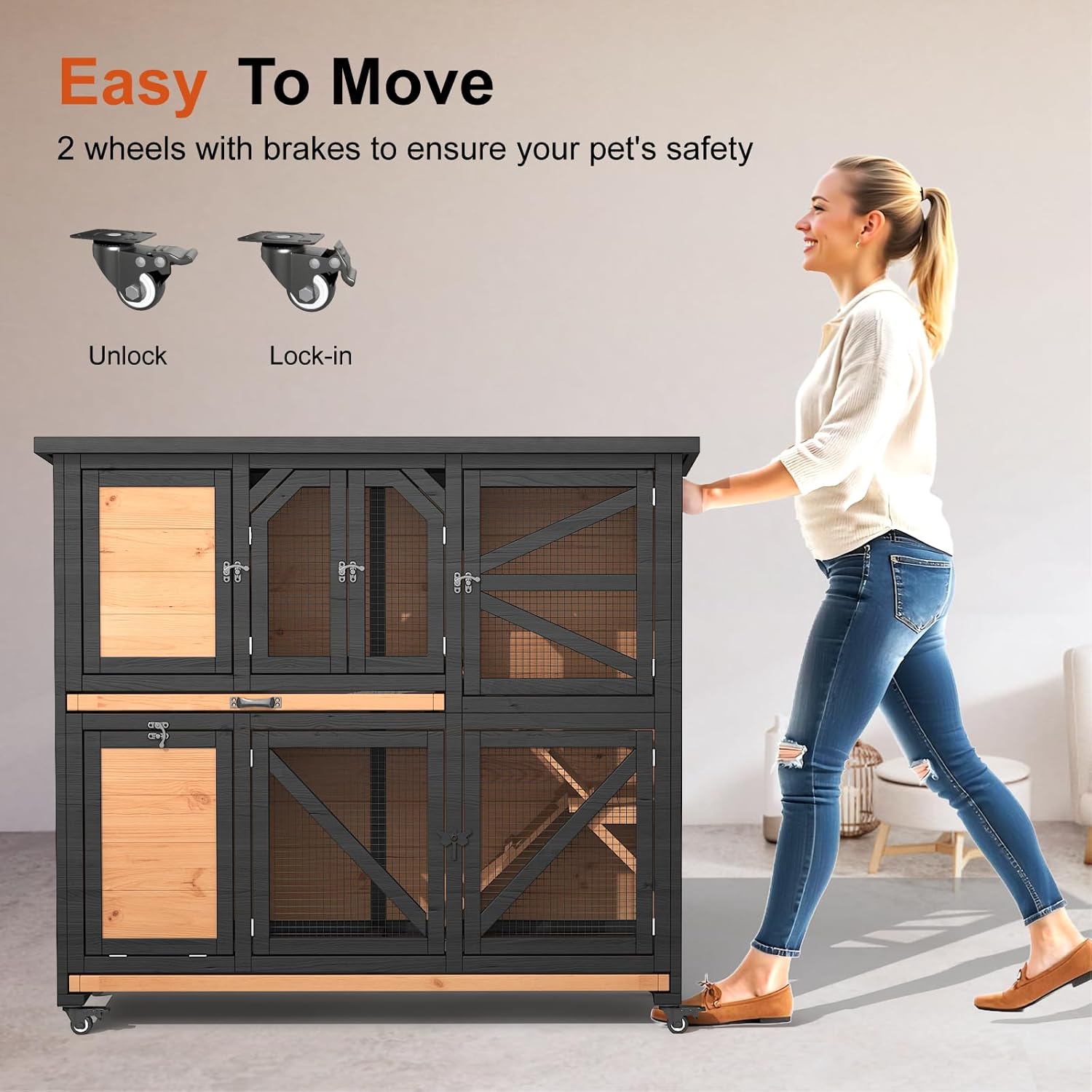 47.3" Two Story Rabbit Cage Bunny Cage Indoor - Image 4