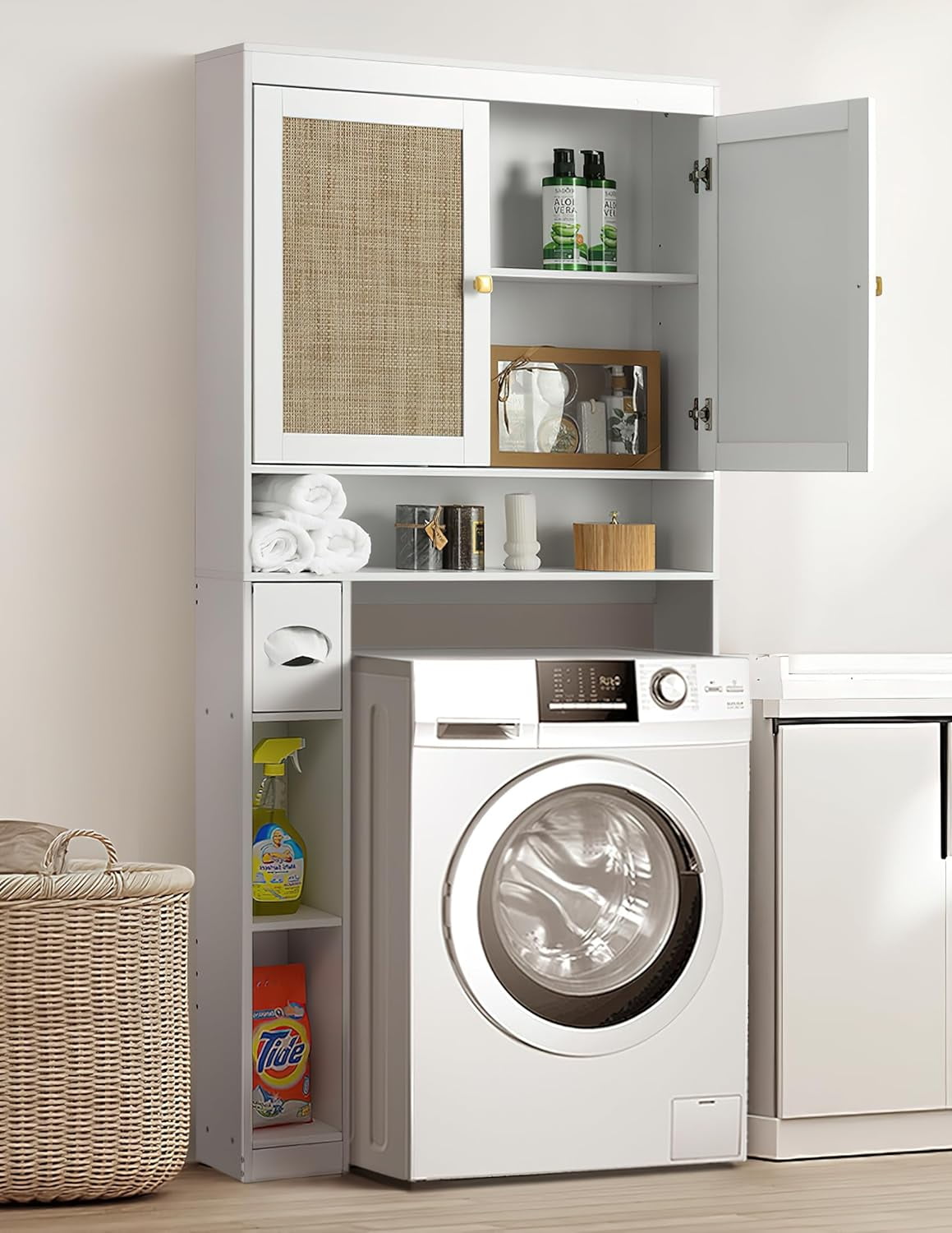 Over The Toilet Storage Cabinet - Vintage White, Double Doors - Image 5