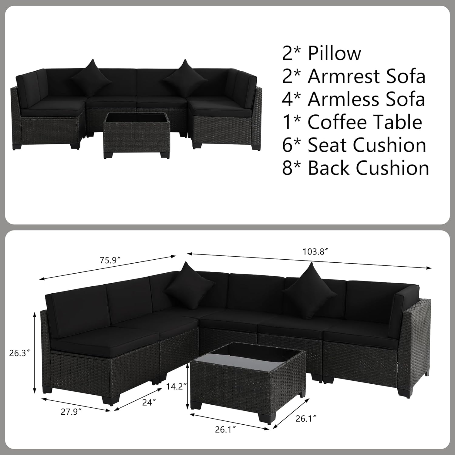7 Piece Patio Set - 6117BL- A - Image 4