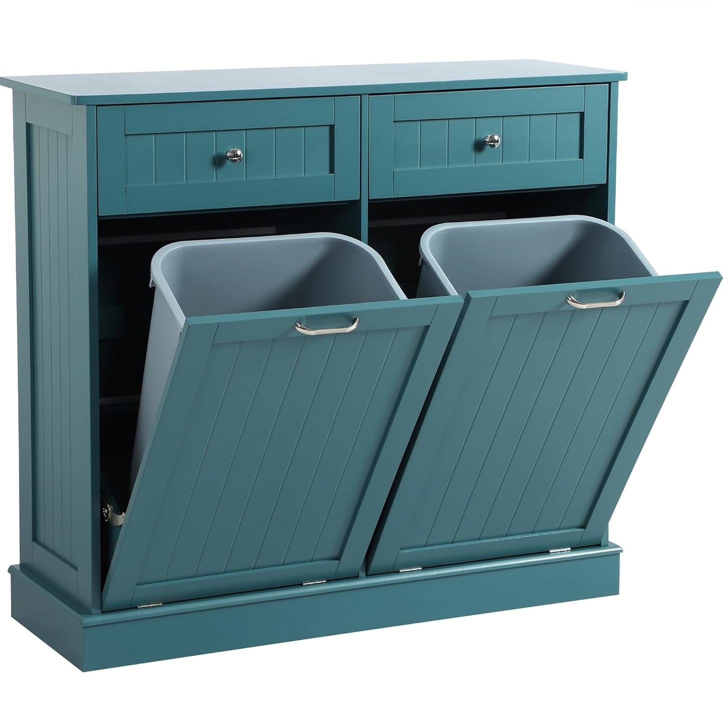 Tilt Out Double Trash Cabinet - TEAL BLUE - Image 1
