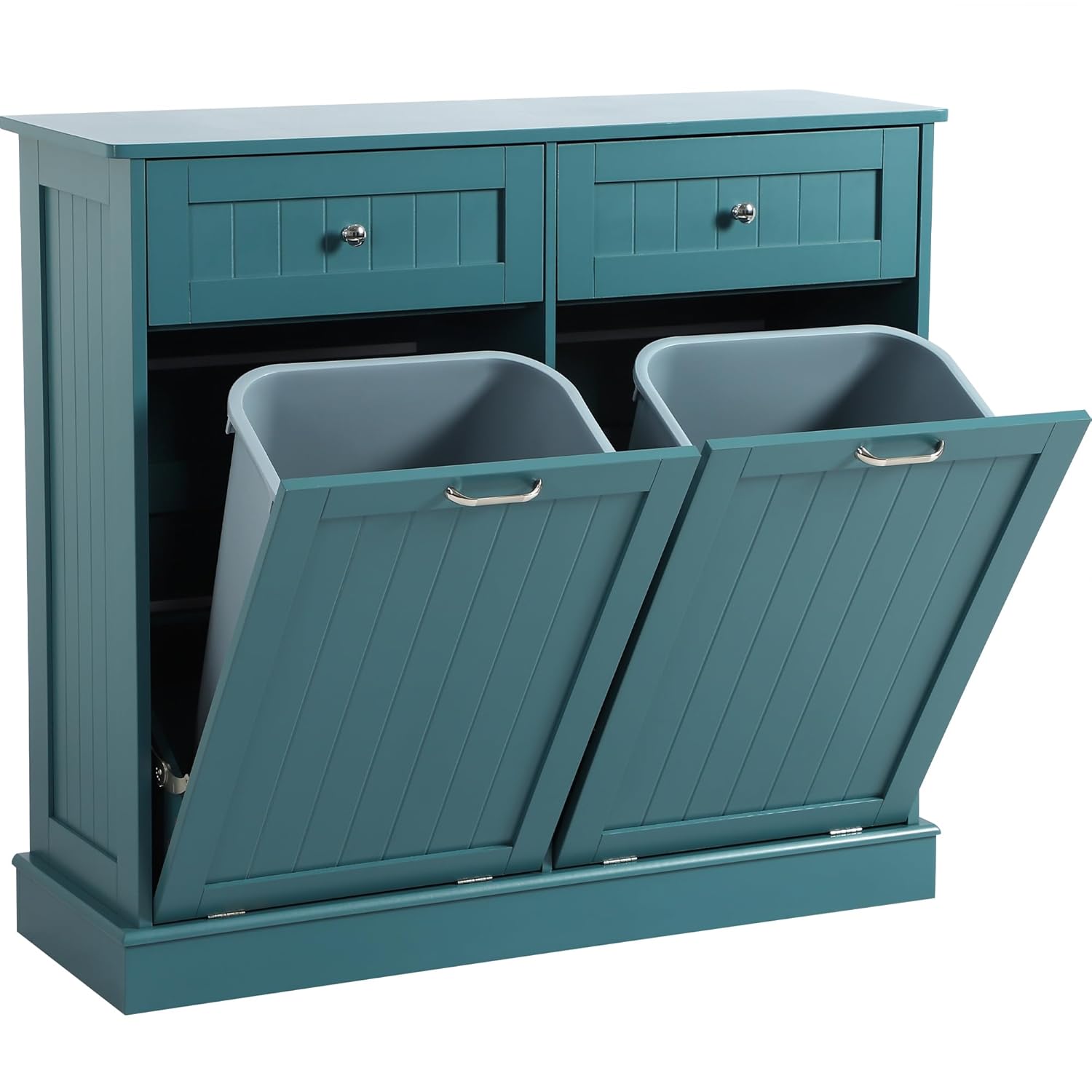 Tilt Out Double Trash Cabinet - TEAL BLUE - Image 1