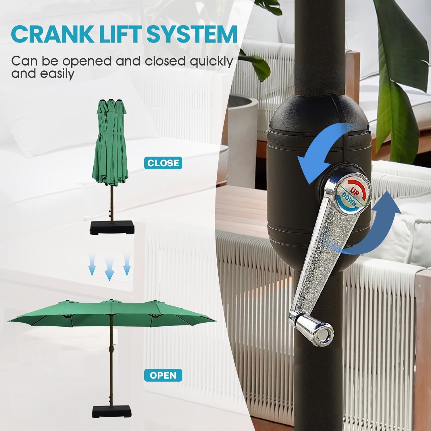 Double-Sided Patio Umbrella - Green - Image 5