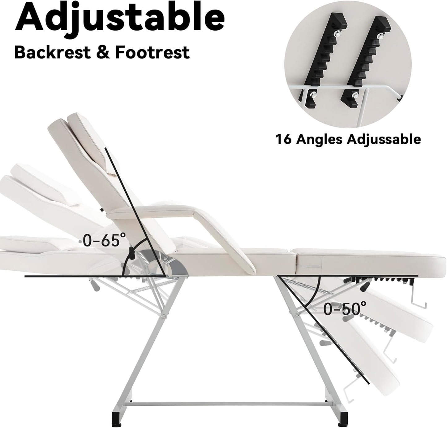 Tattoo Chair with Stool - WHITE - Image 5
