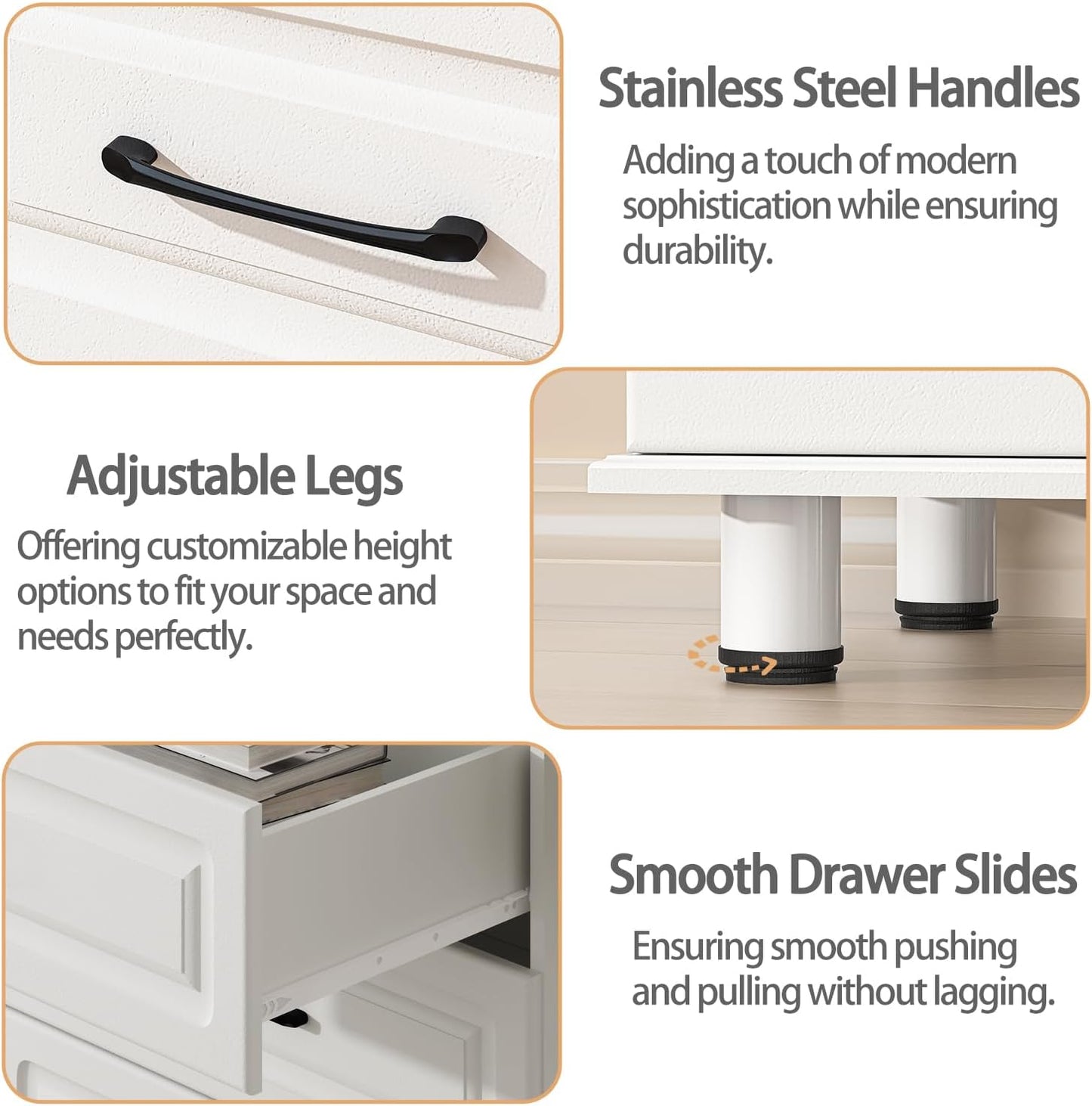 Drawer Dresser - White - SET OF 1 - Image 4
