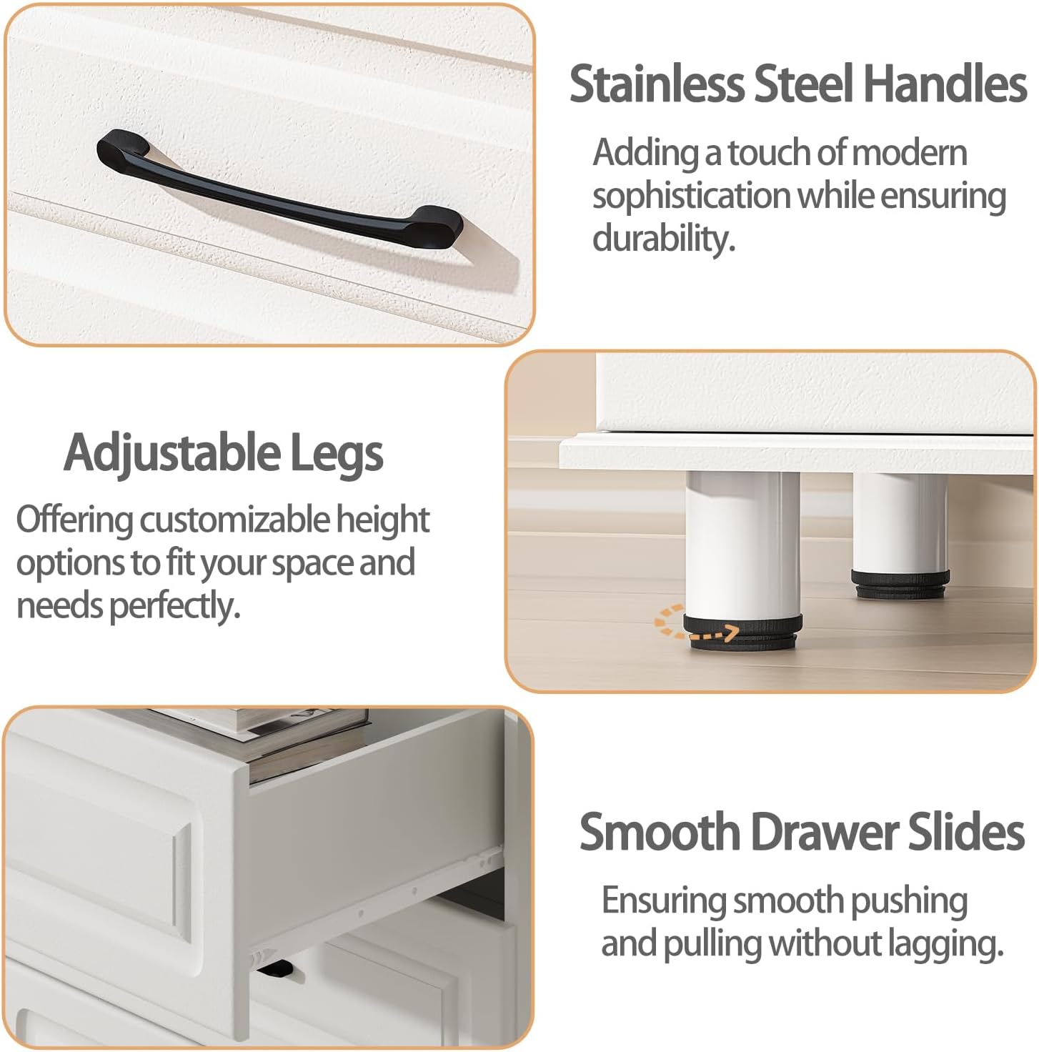  Drawer Dresser - White - SET OF 1 - Image 4