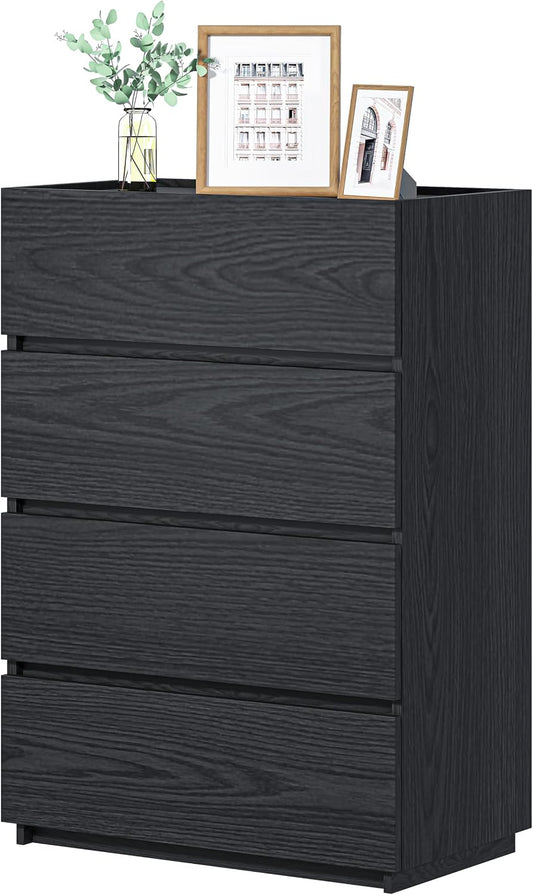 x 4 Drawer Dresser - Black - SET OF 1 - Image 1
