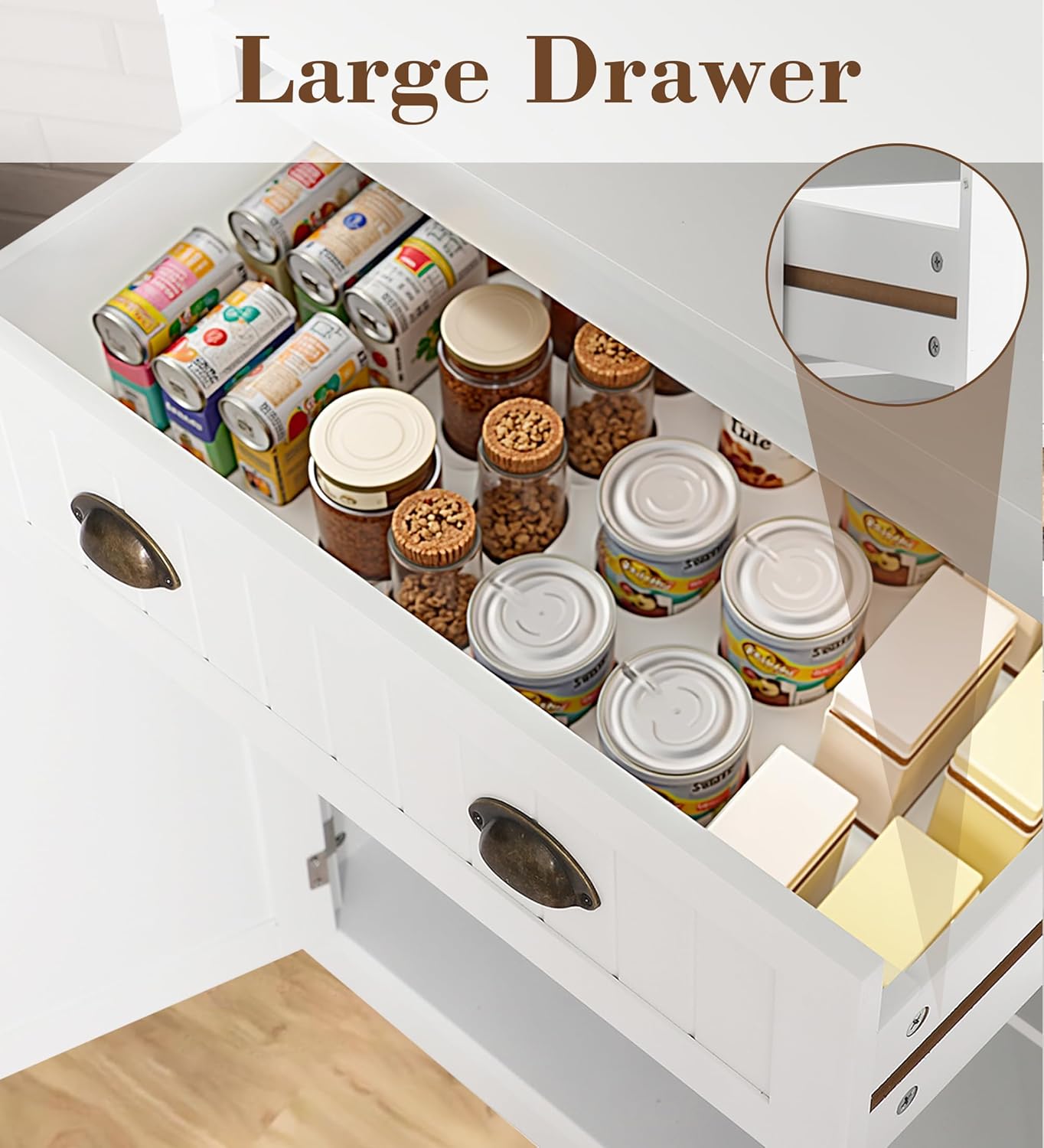  Tall Kitchen Pantry Cabinet - WHITE - Image 5