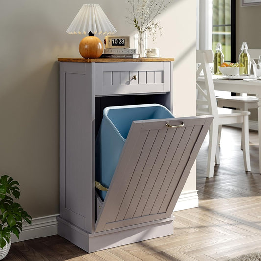 Tilt Out Trash Bin Cabinet - GRAY - Image 1