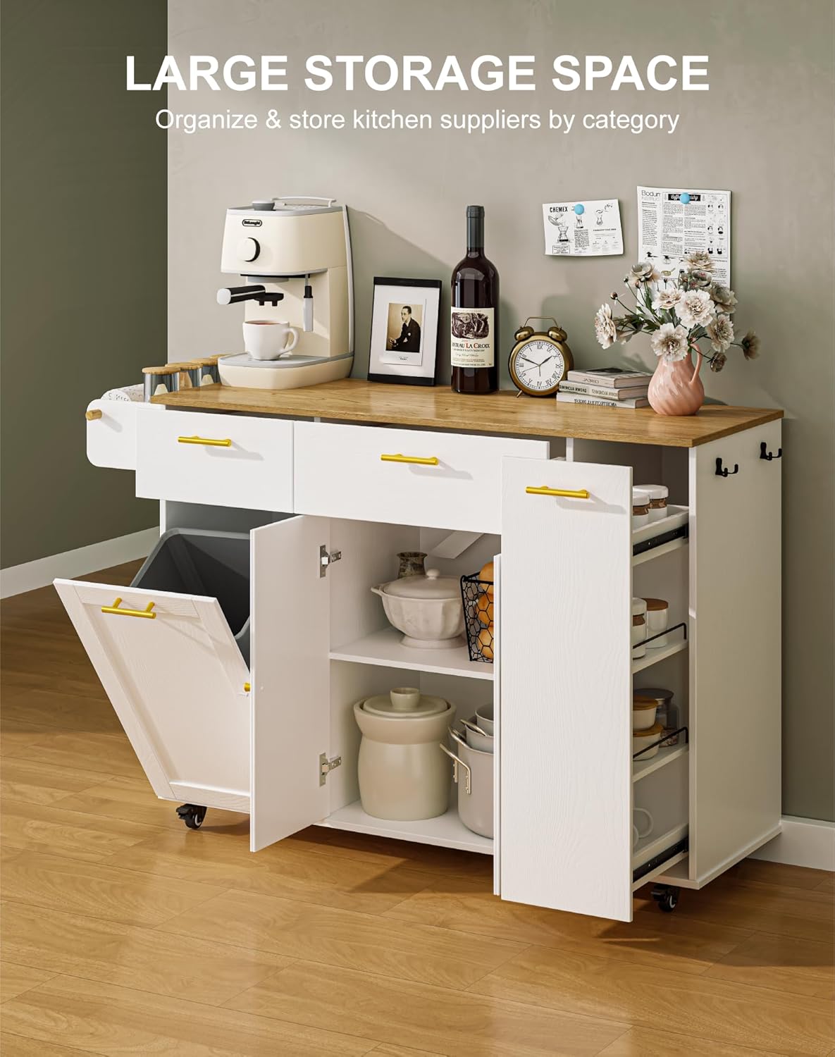 55" Kitchen Island with Storage - White - Image 4