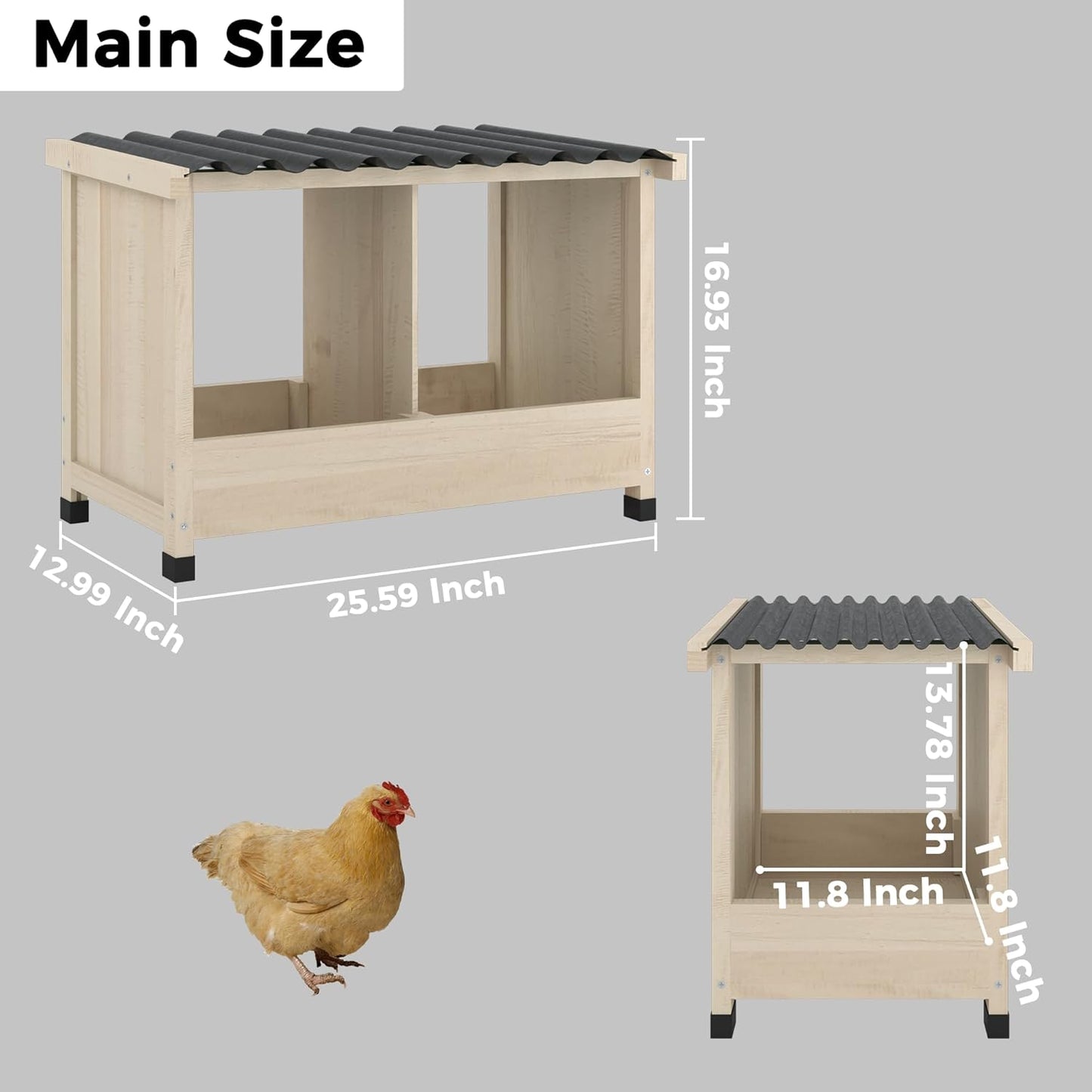 Chicken Nesting Box, 2 Holes Wooden Nesting Box - Image 2