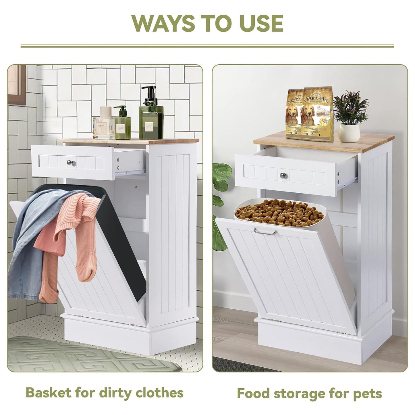 Tilt Out Single Trash Cabinet - WHITE - Image 5