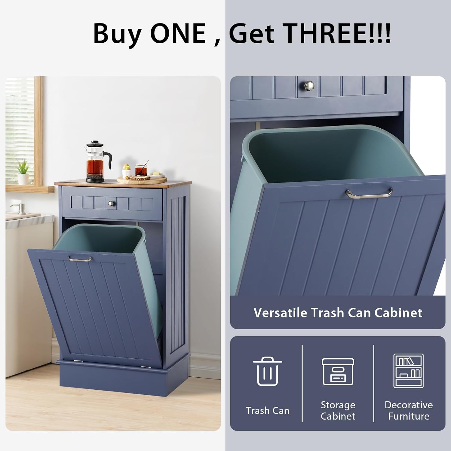  Tilt Out Single Trash Cabinet - HAZE BLUE - Image 5