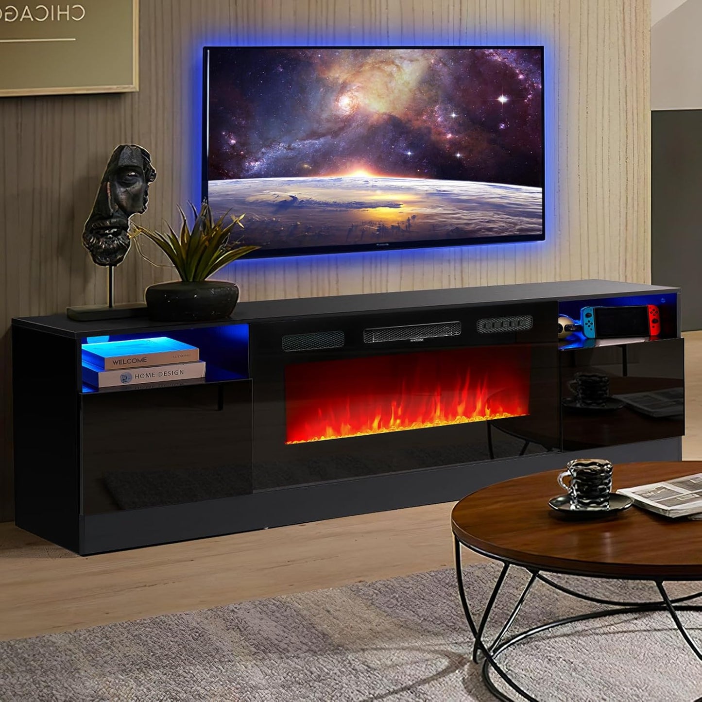 Fireplace TV Stand with 36" Electric Fireplace - Image 2