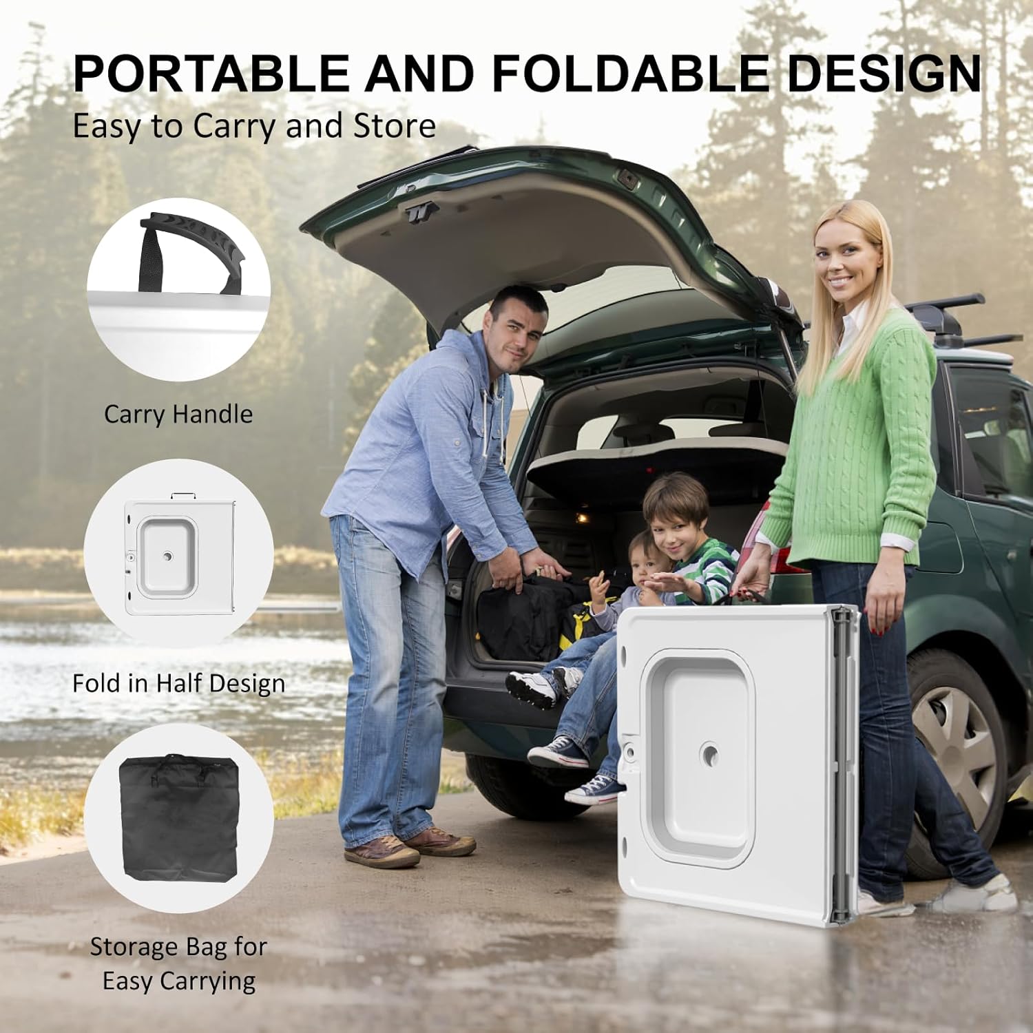 Folding Fish Cleaning Table with Sink, 50"x27" Bi-Folding Portable Camping Sink Station - Image 6