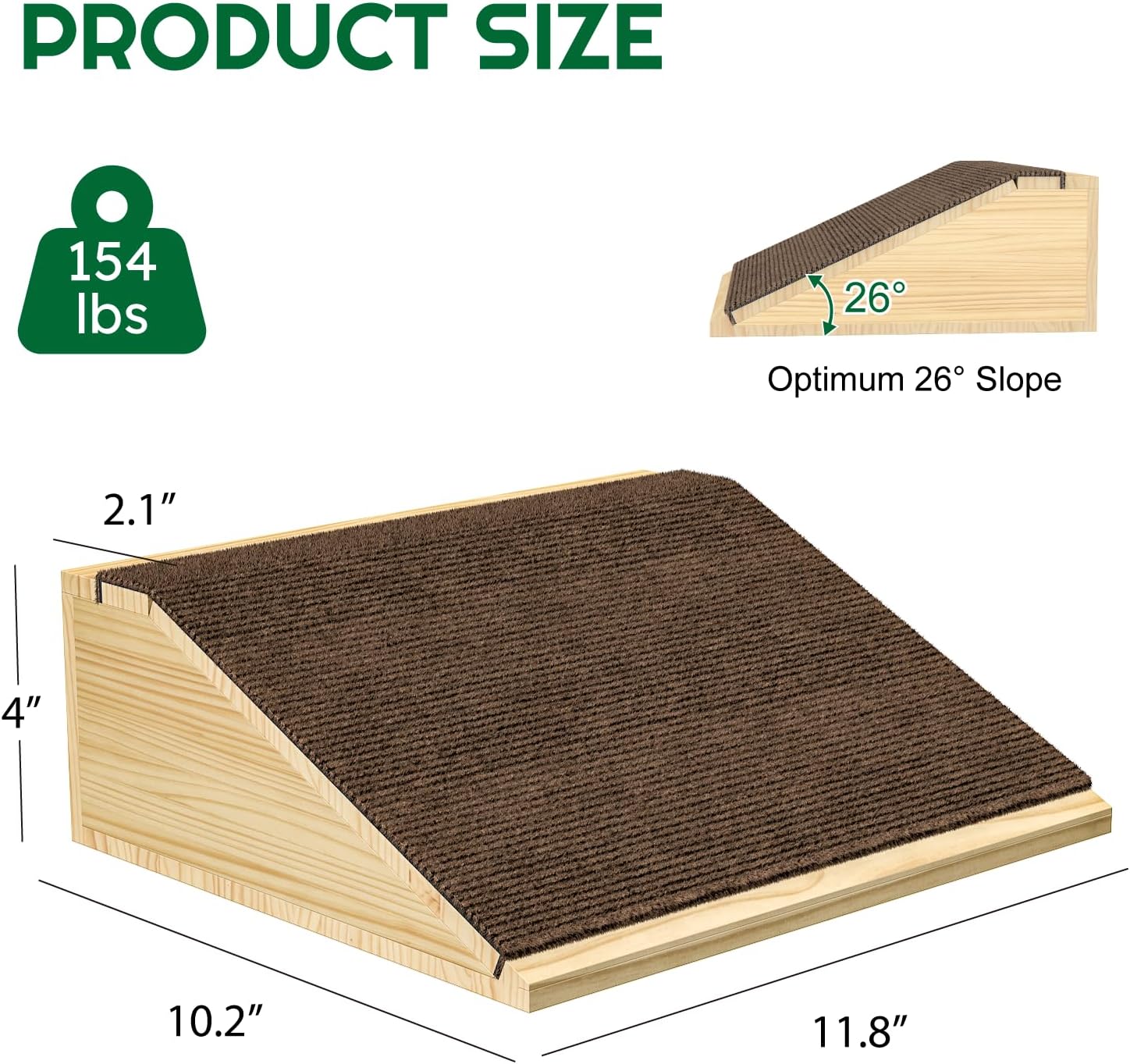 Dog Ramp for Stairs with Anti-Slip Brown Carpet, Lightweight Wooden Pet Ramp, 2 Pack - Image 2