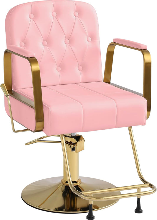 Barber Salon Chair for Hair Stylist - Pink Gold - Image 1