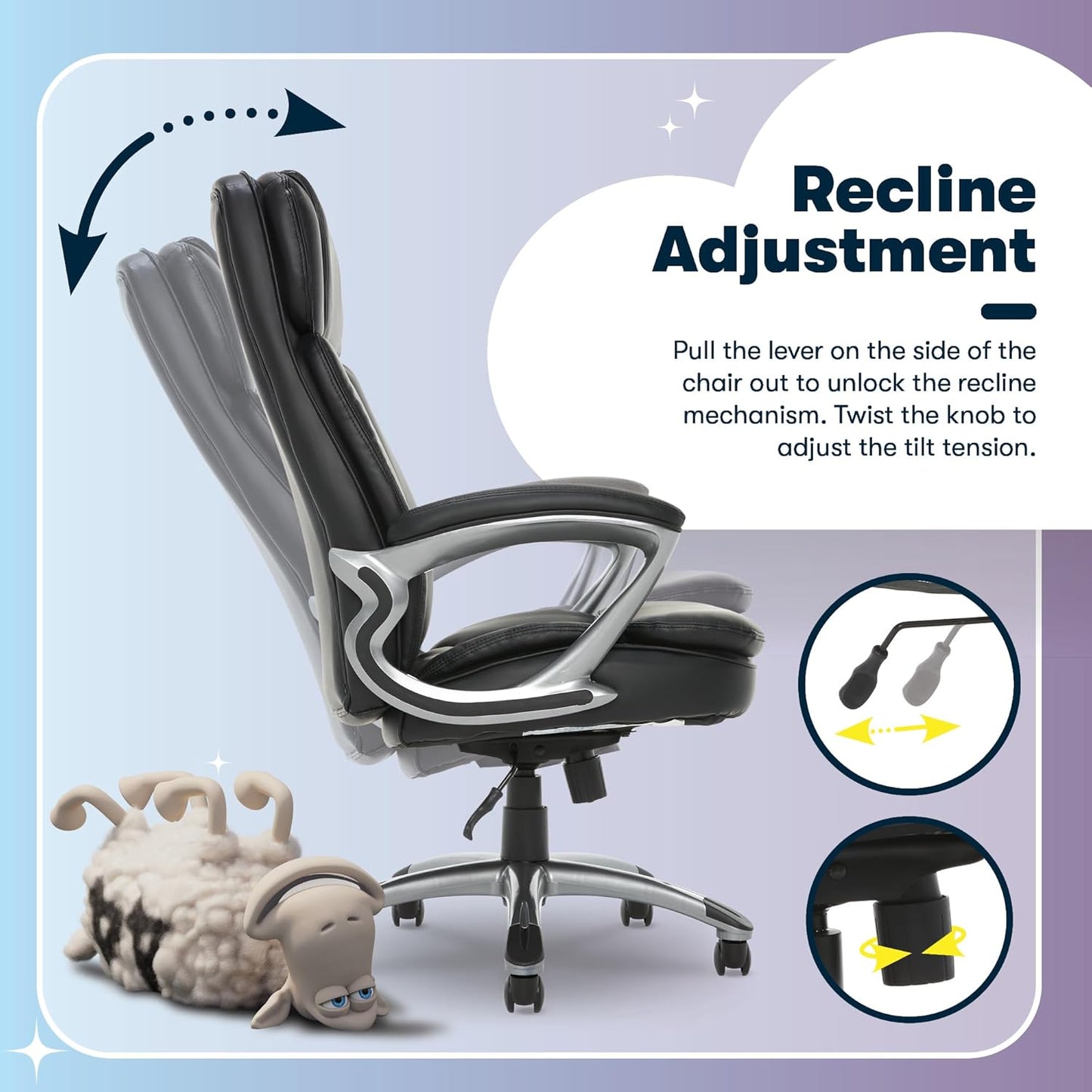 Serta Big and Tall Executive Office Chair - Black - Image 8