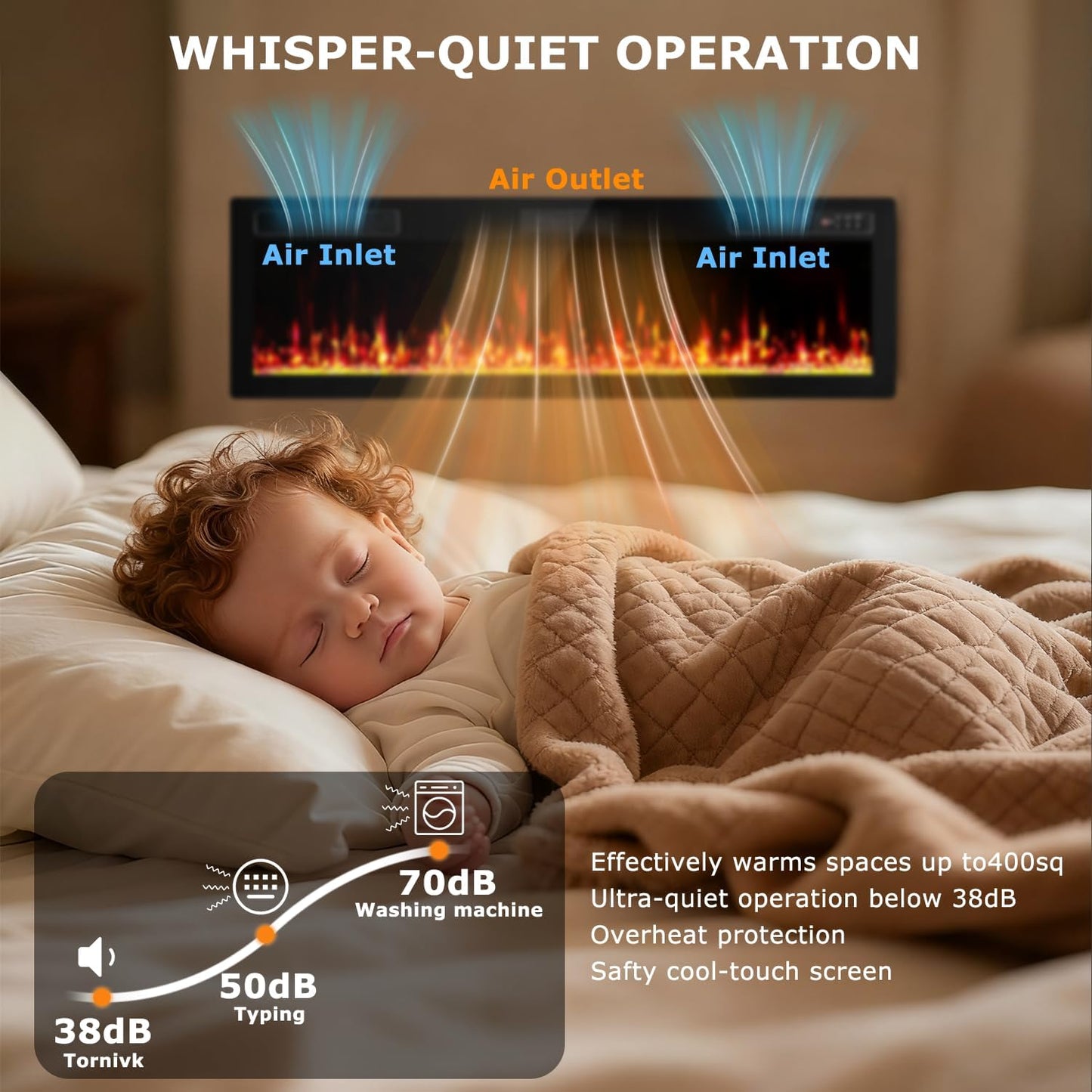 72" Electric Fireplace Narrow Frame & Wide Screen - Image 6