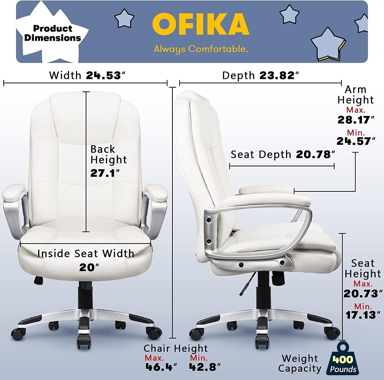 Home Office Chair - White - Image 3