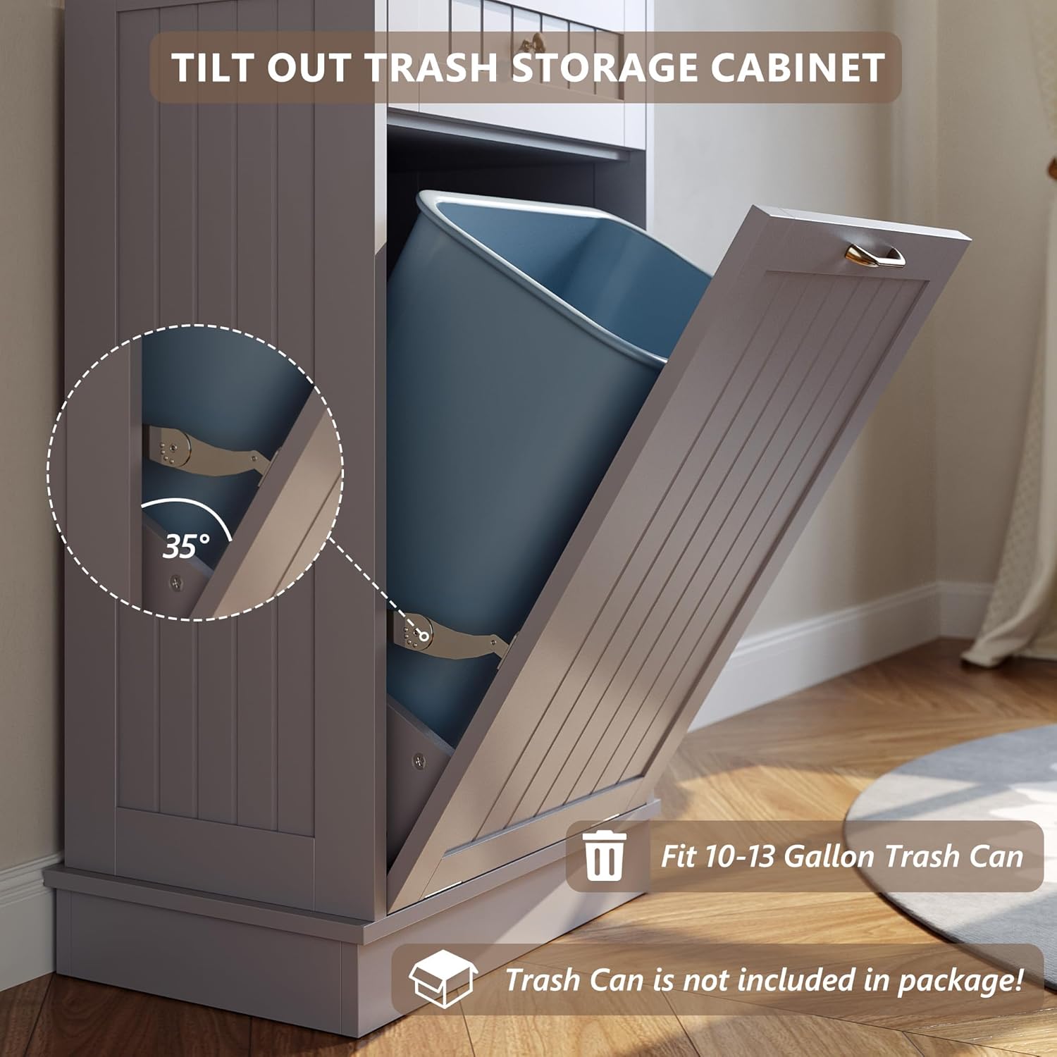 Tilt Out Trash Bin Cabinet - GRAY - Image 4
