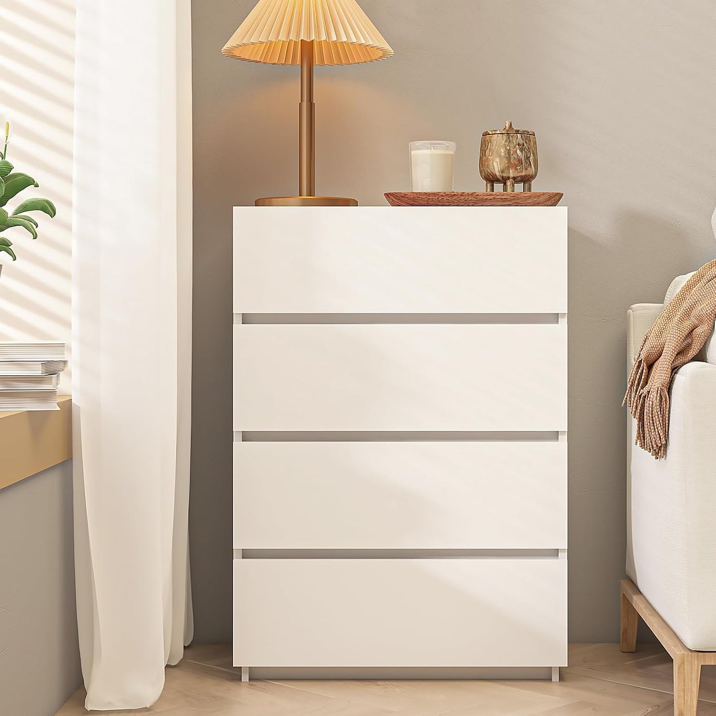 4 Drawer Dresser - White - SET OF 1 - Image 5