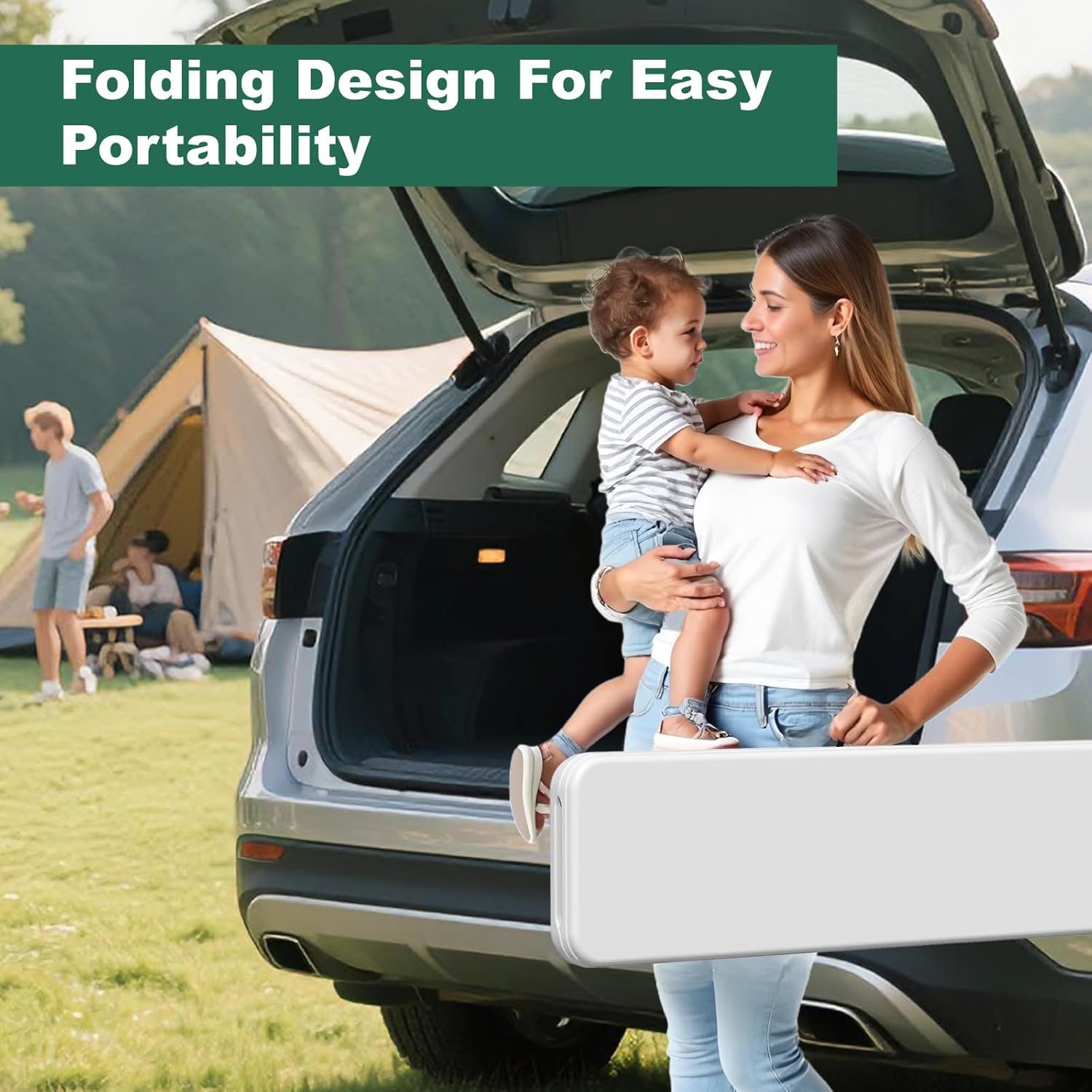 6ft Folding Bench 2 Pack, Plastic Folding Bench for Picnic Camping Dining Party Garden - Image 6