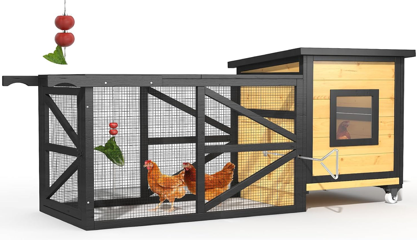 71'' Chicken Coop for 2-3 Chickens with Wheels - Image 8