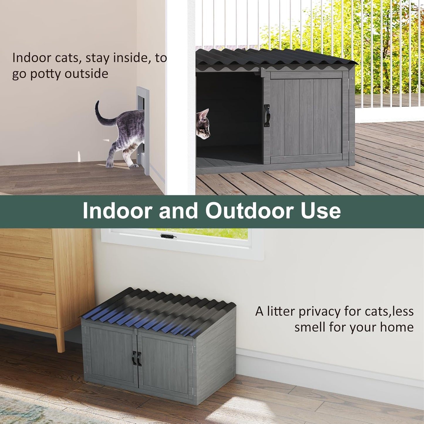 Outdoor Litter Box Enclosure Waterproof, Large Hidden Cat Litter Box Enclosure for Cats - Image 5