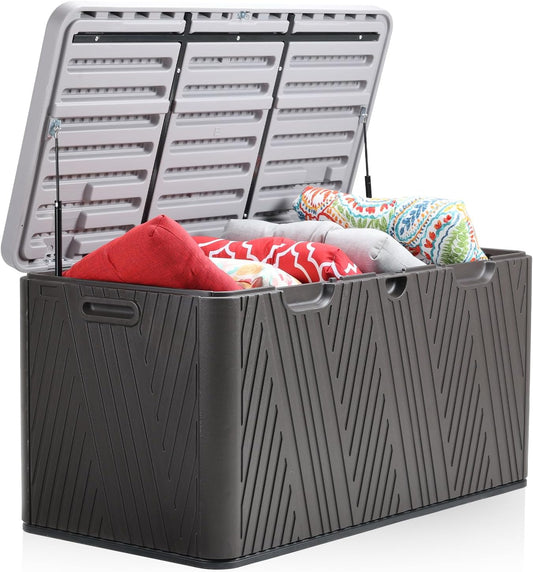 85 Gallon Deck Box, Outdoor Storage Box, Waterproof & Weather-Resistant Lockable, Patio Bench Storage Box for Cushion, Garden Tools - Image 1