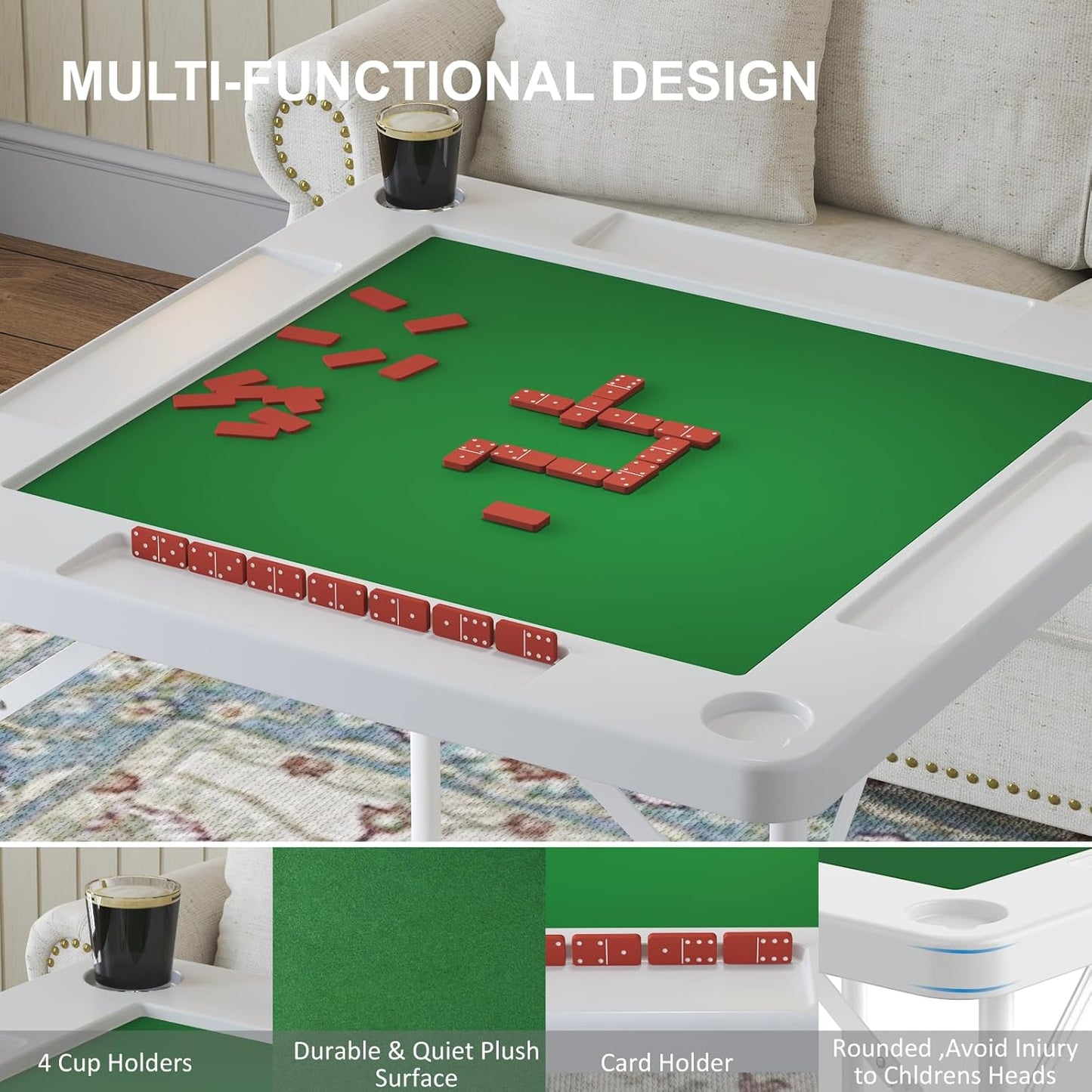 35.4" Square Folding Card Table - Image 3