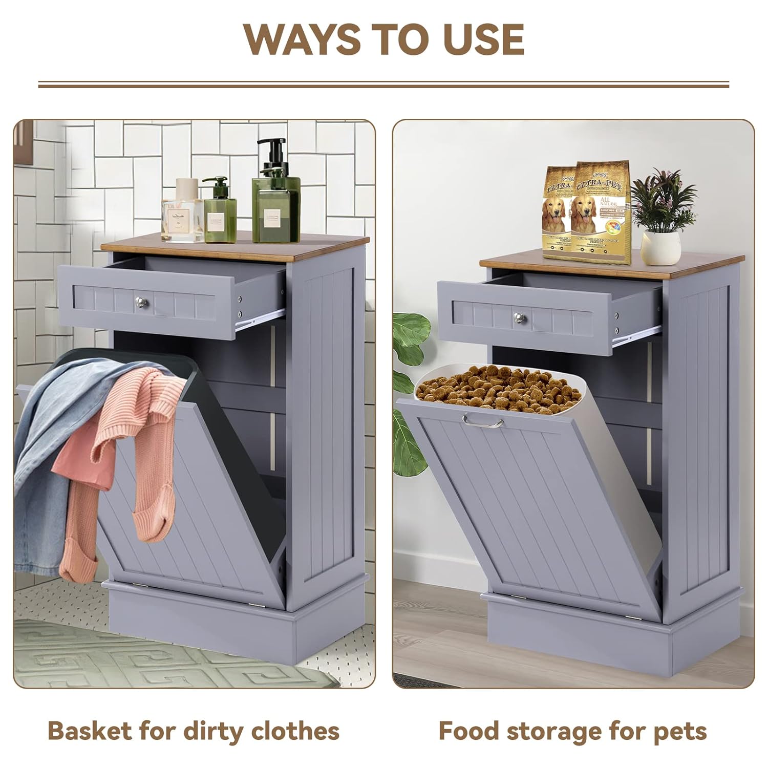 Tilt Out Single Trash Cabinet - GRAY - Image 6