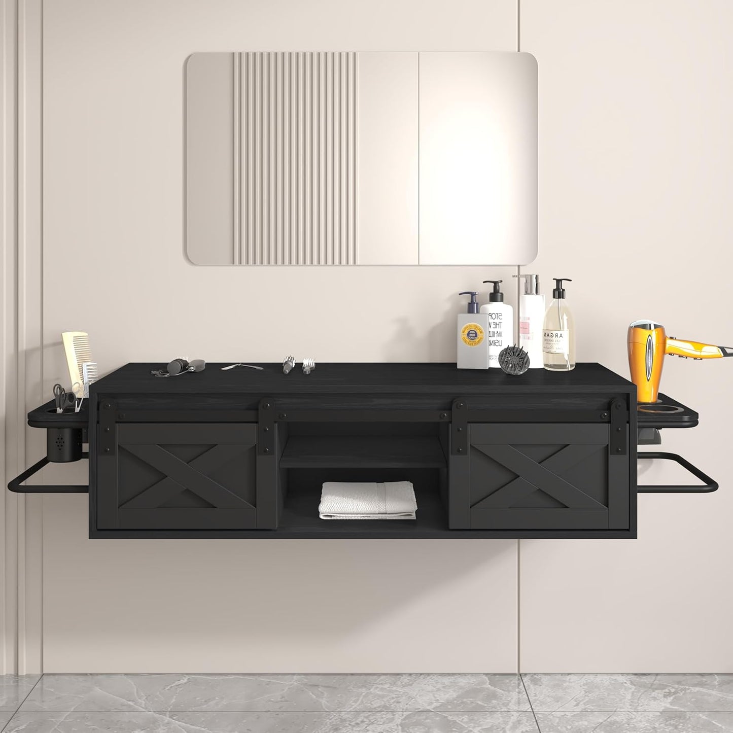 Wall Mount Salon Station, Hair Station with Multifunctional Storage Space - Image 1
