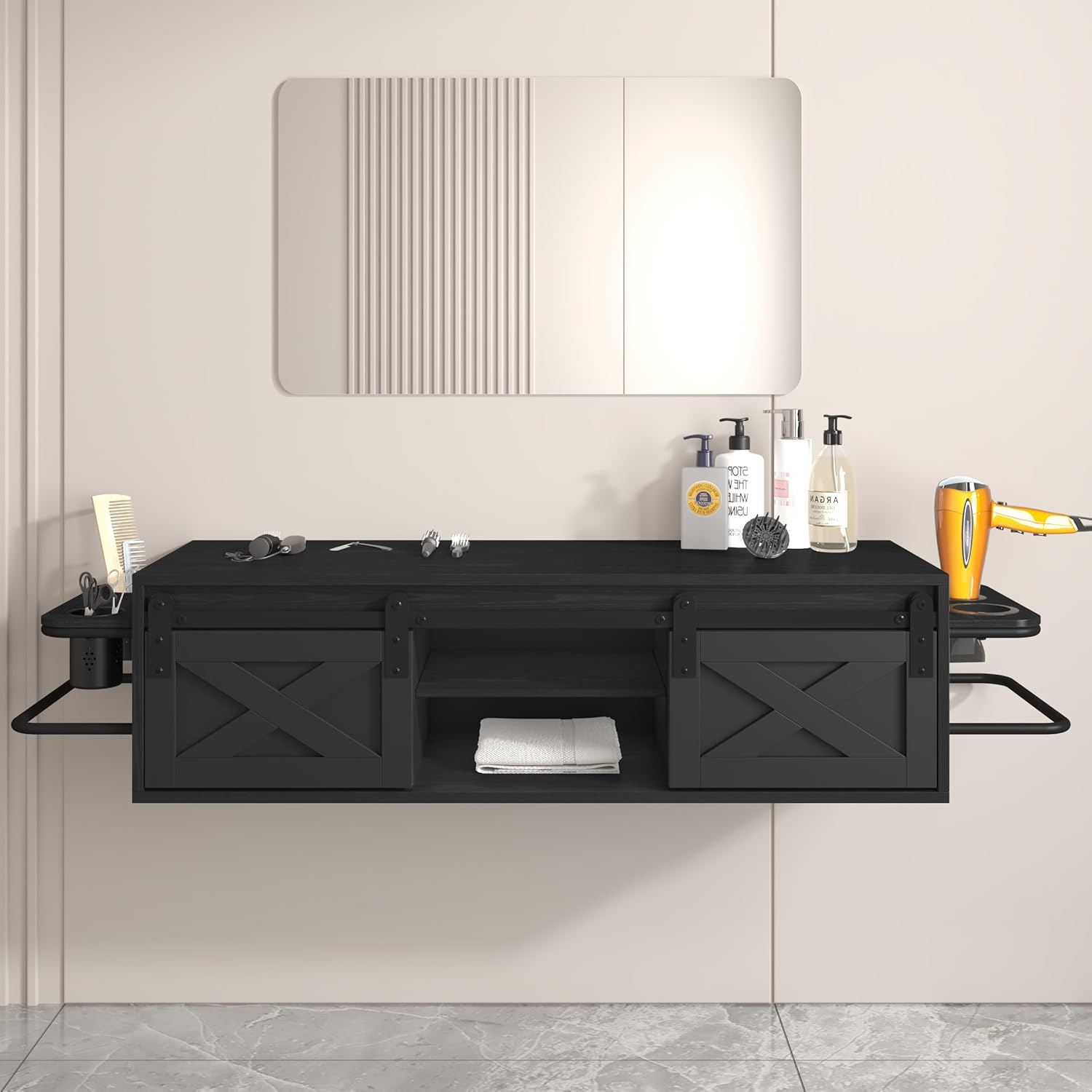 Wall Mount Salon Station, Hair Station with Multifunctional Storage Space - Image 1