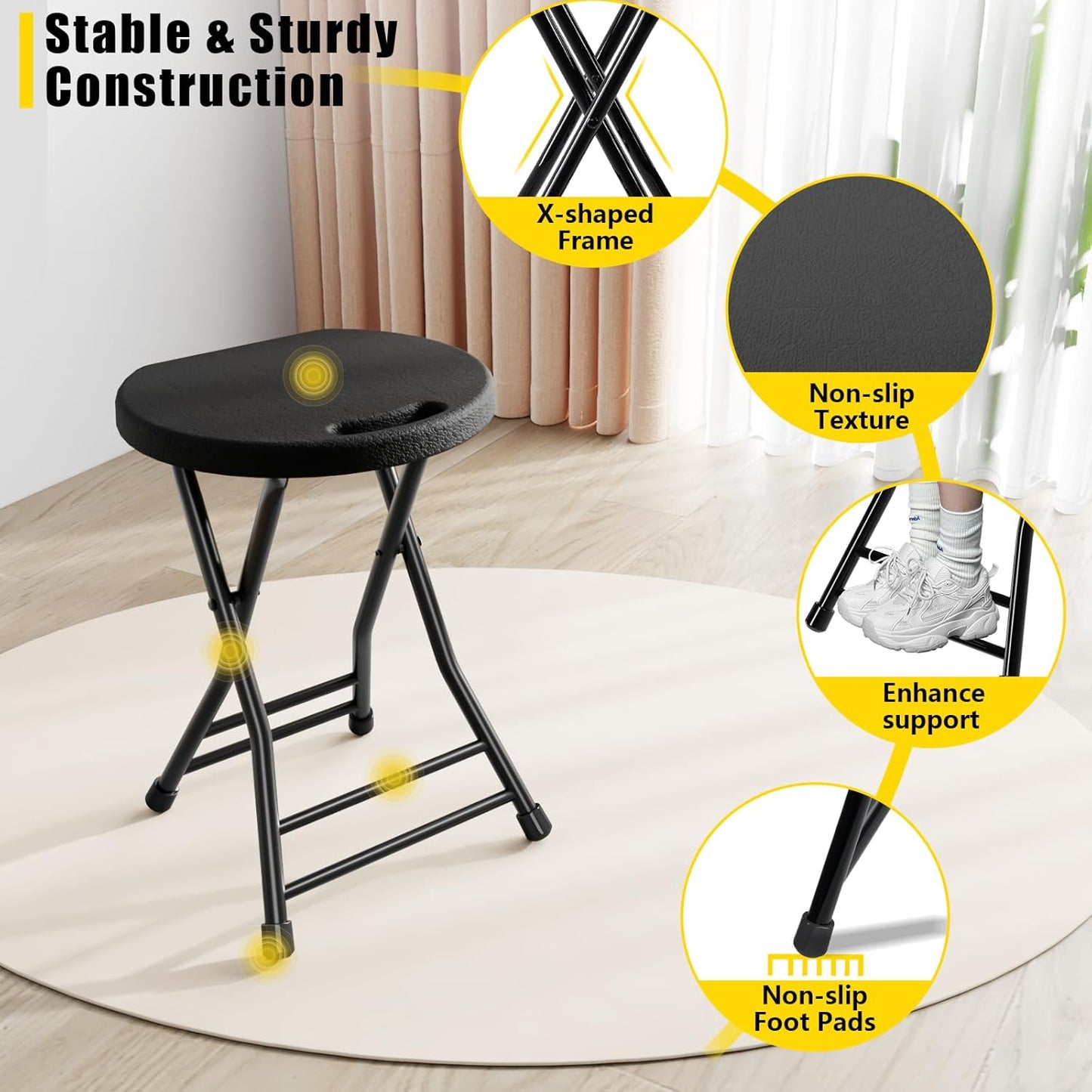 Folding Stool, 18 Inch, Pack of 2 - Image 4
