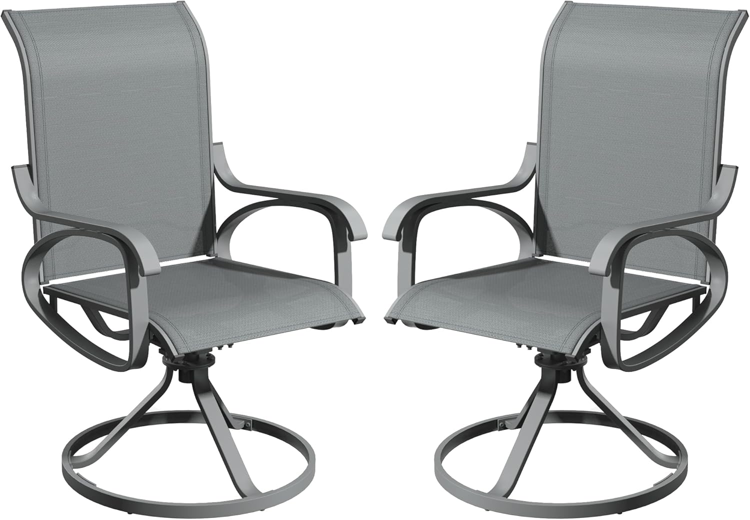 Patio Swivel Chair Set of 2 - GREY - Image 1