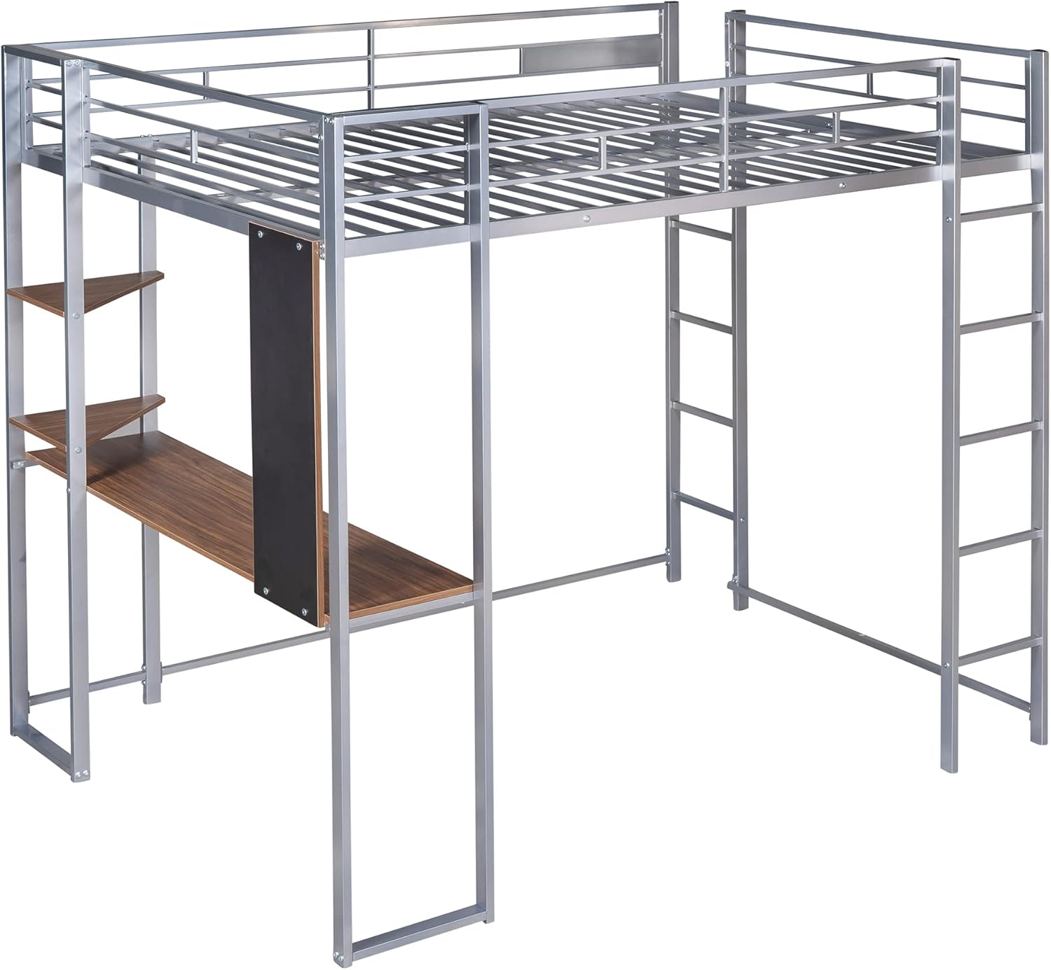 Full Loft Beds Metal Bed Frame Loft Bed with Desk and Bookcase, Full Size Loft Bed for Dorm, Boys & Girls Teens Kids - Image 5