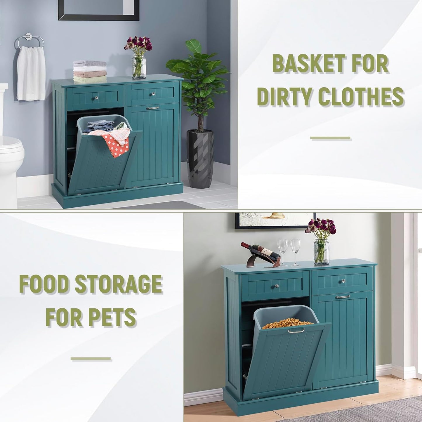 Tilt Out Double Trash Cabinet - TEAL BLUE - Image 5