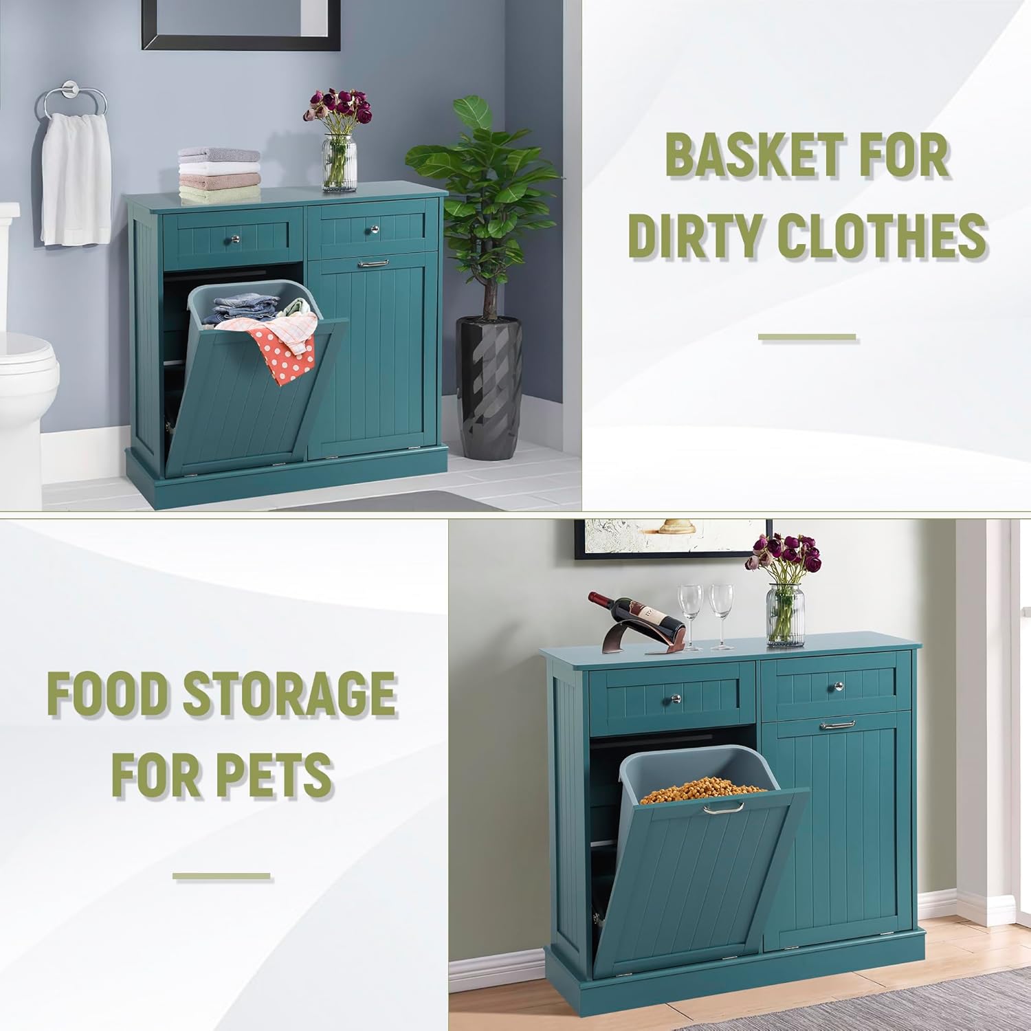 Tilt Out Double Trash Cabinet - TEAL BLUE - Image 5