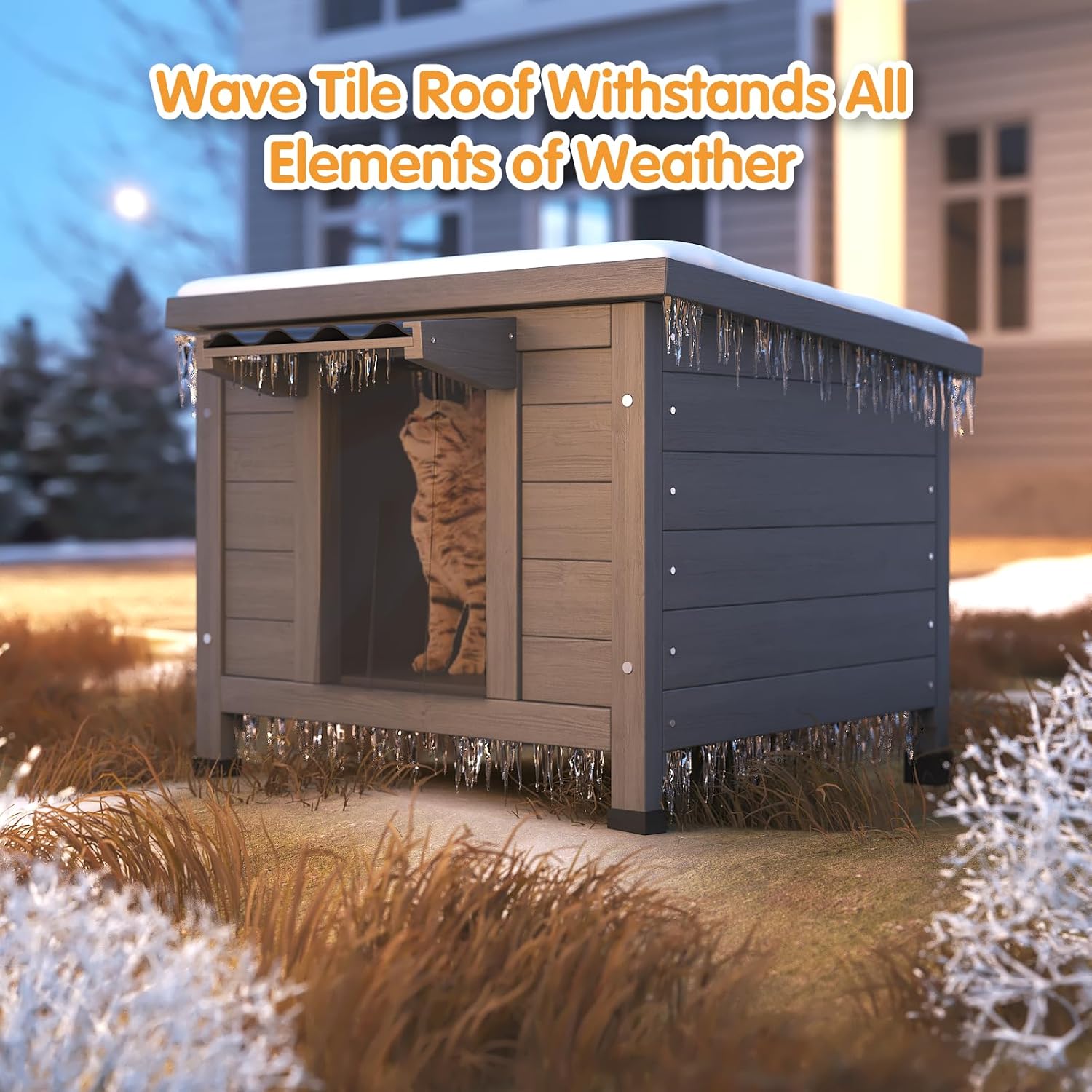 Outdoor Cat House, Insulated Feral Cat Shelter Waterproof with Raised Floor - Image 6