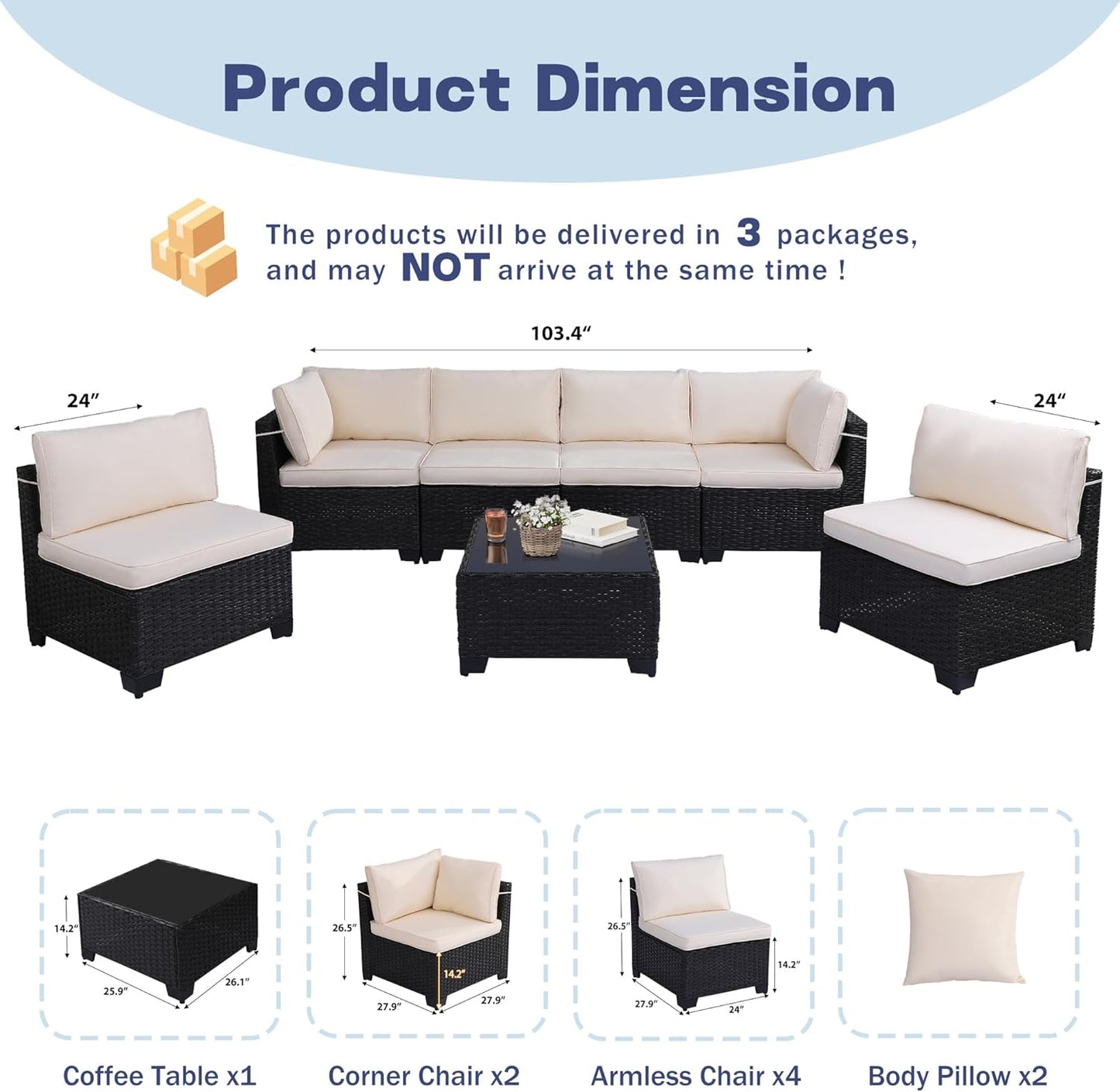 7 Piece Patio Set - 6117WH -1 - Image 2