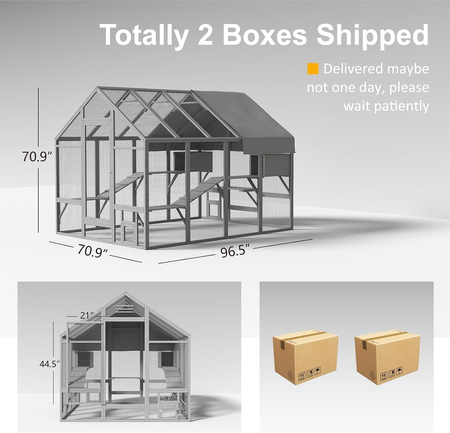 Large Cat Catio, Catio Outdoor Cat Enclosure for Multiple Cats with 7 Platforms, 2 Resting Box and 2 Bridges, Wooden Feral Cat Shelter with Waterproof and UV Proof Canopy - Image 5