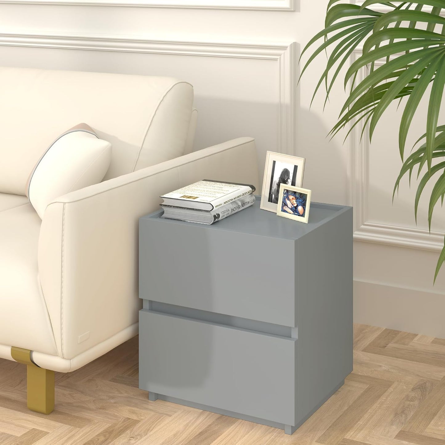 2 Drawer Dresser - Grey - SET OF 1 - Stackable - Image 4