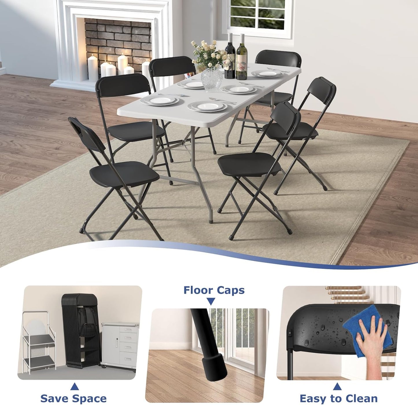 Black Plastic Folding Chair - 10 Pack - Image 5