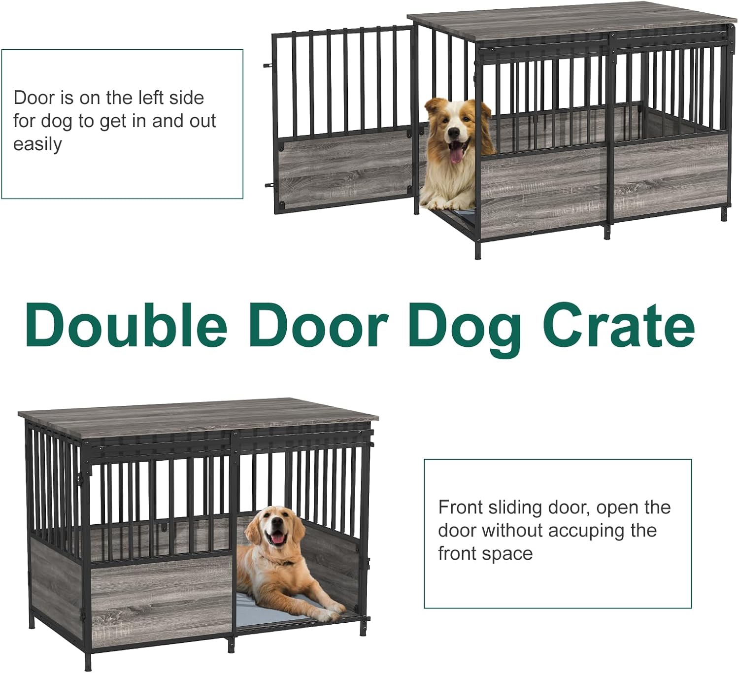 40 Inch Dog Crate Furniture with Cushion for Large Medium Dogs - Image 4