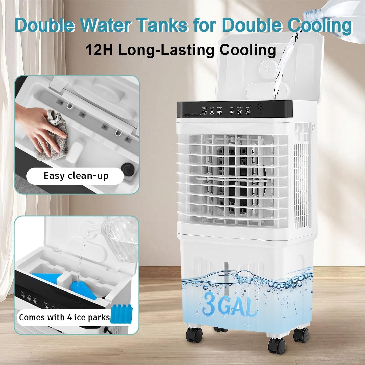 28” Evaporative Air Cooler w/ 3 Gallon Water Tank - Image 3